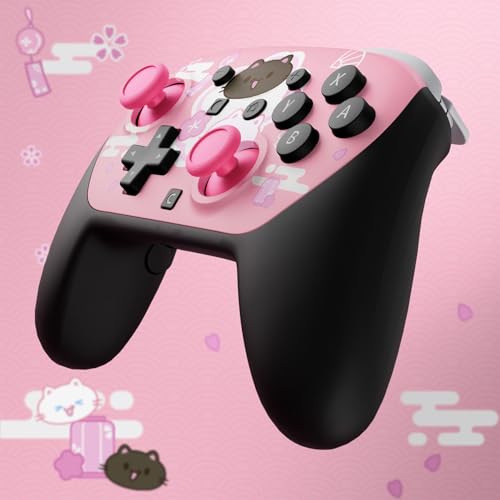 eXtremeRate DIY Replacement Faceplate Shell for Nintendo Switch 2 Pro Controller, Custom Front Housing Case, Thumbsticks and Screwdriver Tools for Switch 2 Pro Controller - Cherry Blossoms Kitten - color: Cherry Blossoms Kitten