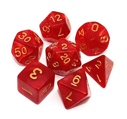 Polyhedral DND Dice Set for Dungeon and Dragons D&D Pathfinder MTG 7-Die RPG Dice with Dice Bag（Red Dice） - color: Red