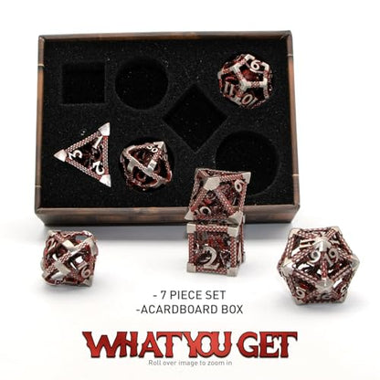 DND Dice, Metal Polyhedral Dice Set Role Playing D&D Dice HNCCESG Hollow Cthulhu Dice Gaming for for Tabletop Role-Playing Games (Blood) - color: Cthulhu Blood