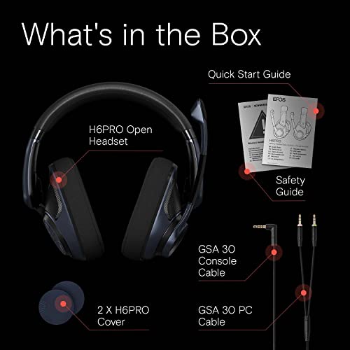 EPOS H6Pro Open Acoustic Gaming Headset with Mic – Lightweight Headband, Comfortable & Durable Design – Compatible with Xbox, PS4/PS5 & PC/Windows – Black | Lightweight Headband, Durable Design, Compatible with Xbox