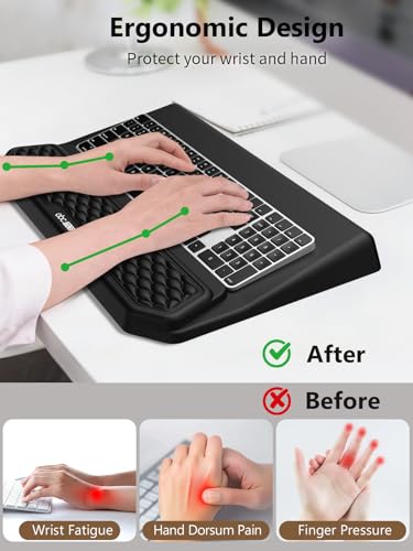 2-in-1 Ergonomic Keyboard Stand with Wrist Rest, Comfy Keyboard Riser Holder with Massage Design, Black - color: Black
