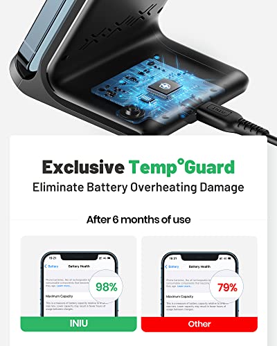 INIU Wireless Charger, 15W Fast Wireless Charging Station with Sleep-Friendly Adaptive Light Compatible with iPhone 17 16 15 14 13 12 Pro Max Samsung Galaxy S25 S24 S23 Note 20 Google etc - color: Black