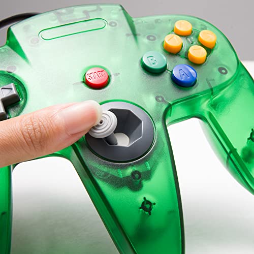 KIWITATA Classic N64 USB Controller, N64 Remote Wired Emulated Game Joystick Controller for Windows PC & MAC & Raspberry Pi 3 Clear Green - color: green
