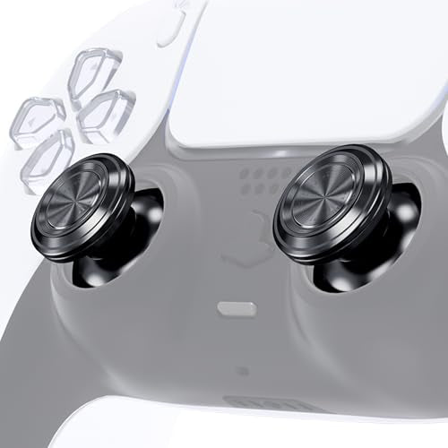 eXtremeRate Custom Black Metal Thumbsticks for PS5 Controller, Replacement Aluminum Analog Stick Joystick for PS4 Controller - color: Black