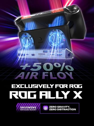 10-in-1 Docking Station for Steam Deck OLED & ROG Ally X & Legion Go & Switch 2, Dual Cooling Fan 5 USB Ports, 4K@60Hz HDMI 2.0, 100W Charging Port Support ROG Ally 30W Mode, Gigabit Ethernet, SD/TF