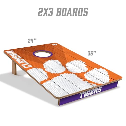 YouTheFan NCAA 2’ x 3’ Wood Cornhole Game with Logo Bags - color: Clemson Tigers