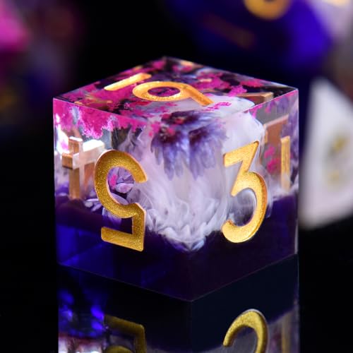 DND Dice Set, 7 Pcs Sharp Edge D&D Dice Polyhedral Resin Dice for Dungeons and Dragons RPG MTG Role Playing Table Games - color: Purple-1