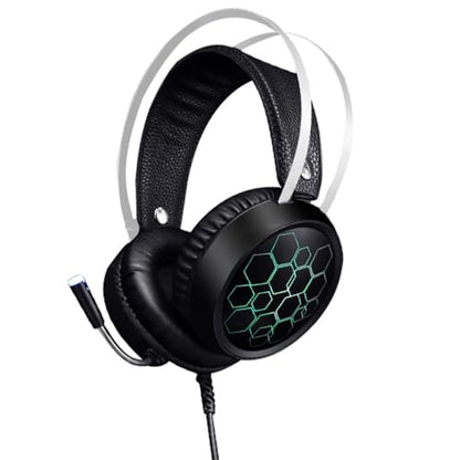 KALLORY Wired Gaming Headset with Microphone for Pc, Comfortable Over Ear Headphone with Soft Ear Pads, RGB Light Surround Sound for Online Gaming and Esports Use