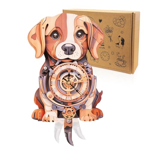 3D Wooden Puzzles for Adults-Beagle Clock Puzzle-Adult Crafts | 3D Puzzle/Puzzle Clock/Beagle Lover Gifts/DIY Wooden Puzzle/Working Clock/Desk/Wall Decor/Creative Gifts for Adults&Teen - color: Beagle Clock
