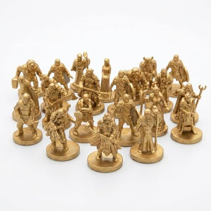 50-Piece Gold Fantasy Miniatures Set: 16 Unique Pre-Finished RPG Figures for Tabletop Roleplaying Games, Heroes & Monsters, Campaign Ready, No Paint Required