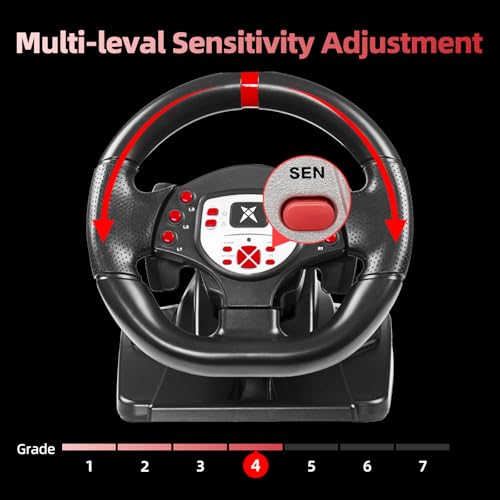 DOYO Gaming Steering Wheel with Pedal and Paddle shifters for PC | 180°Rotation, Sim Racing Wheel with Dual Vibration, Height & Tilt Adjustable, for PS4, PS3, Xbox Series X|S, Xbox One, Switch