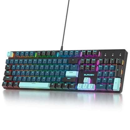 surmen Full Size Creamy Keyboard with Number Pad, 104 Keys RGB Wired Mechanical Gaming Keyboard Backlit with PBT Keycaps Linear Red Switch for Laptop Desktop PC Gamers（104 Monster） - color: 104 Monster