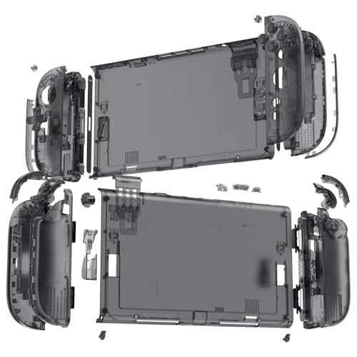eXtremeRate DIY Replacement Shell Buttons (D-Pad Ver) for Nintendo Switch 2, Full Set Rear Back Plate Controller Housing Buttons for Switch 2 Console & Joycon 2 - Deluxe Version - Clear Slate Black - color: Clear Slate Black