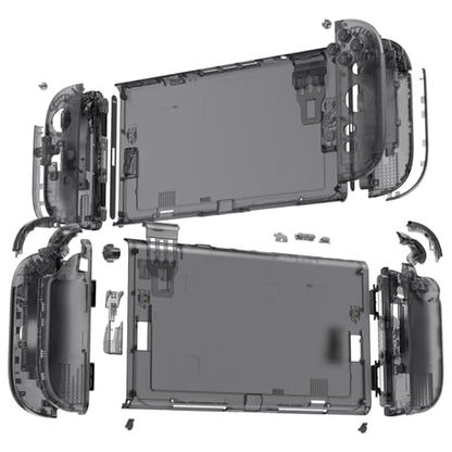eXtremeRate DIY Replacement Shell Buttons (D-Pad Ver) for Nintendo Switch 2, Full Set Rear Back Plate Controller Housing Buttons for Switch 2 Console & Joycon 2 - Deluxe Version - Clear Slate Black - color: Clear Slate Black