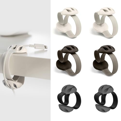 6 Pcs Cable Clips,Cord Organizer Holder Silicone USB Cable Winder Desktop Management Clips Cable Holder for Desk, Home, Office.