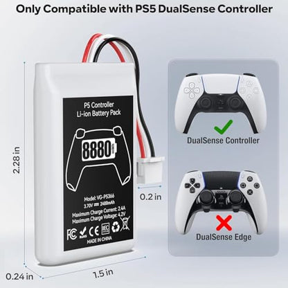 Kosker PS5 Controller Battery Replacement Kit Compatible with PlayStation 5 Original Controller, 8880mWh High Capacity PS5 Controller Battery with Extra Repair Tools Kit for Extended Gaming, 4 Packs - style: PS5 Style-4P
