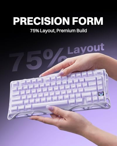 GravaStar Mercury K1 75% Wireless Mechanical Gaming Keyboard RGB Backlit | Gasket Mount, Hot Swappable Linear Switches, Creamy Sound Keyboard, 2.4GHz/USB-C/Bluetooth 5.0, for Win/Mac【Lavender Purple】 - color: Lavender Purple