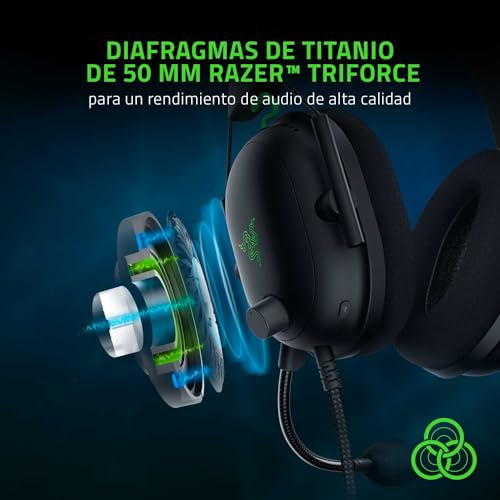 Razer BlackShark V2 Gaming Headset: THX 7.1 Spatial Surround Sound - 50mm Drivers - Detachable Mic - for PC, PS4, PS5, Switch, Xbox One, Xbox Series X|S - 3.5mm Audio Jack & USB DAC - Black
