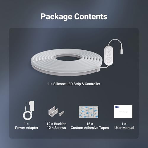 NEEWER 9.84ft/3m LED Strip Lights, Smart AI RGB IC Flexible Cuttable Neon Rope Light, App Control, Bedroom Gaming Room Indoor Studio Home Wall Decor, Compatible with Google Assistant Alexa, NS02 - size: 9.84ft/3m