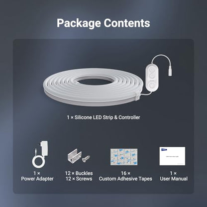 NEEWER 9.84ft/3m LED Strip Lights, Smart AI RGB IC Flexible Cuttable Neon Rope Light, App Control, Bedroom Gaming Room Indoor Studio Home Wall Decor, Compatible with Google Assistant Alexa, NS02 - size: 9.84ft/3m