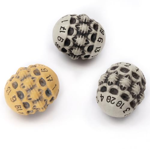 D20 Dice Set - Set of Three 20 Sided Dice - Skull & Bone Themed RPG Dice. Cool & Unique Gift and Compatible with Dungeons & Dragons (DND), D&D, Pathfinder, D and D (Mixed) - color: Mixed, style: Three D20