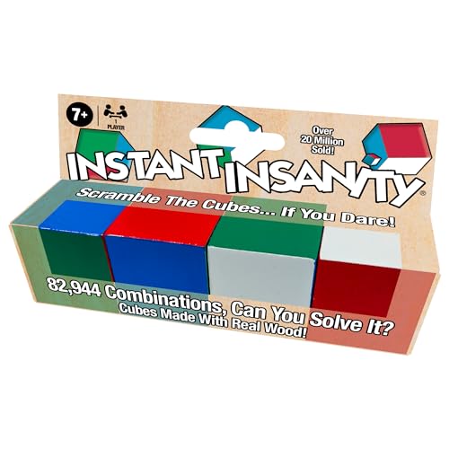 Instant Insanity Wood, Brain Teaser Puzzle, by Winning Moves Games USA | High Quality Wood Cubes, 82,944 Combinations, 1 Player