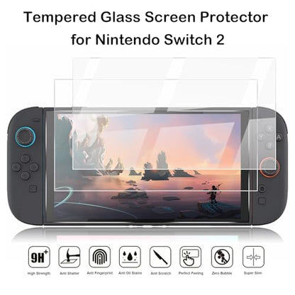 12 in 1 Protection Accessories Kit for Nintendo Switch 2 2025 Model - Carrying Case, Tempered Glass Screen Protector, Crystal Case, Silicone Grip Cover & Thumb Grip Caps | Full Protection Bundle - size: 12 in 1 for Switch 2