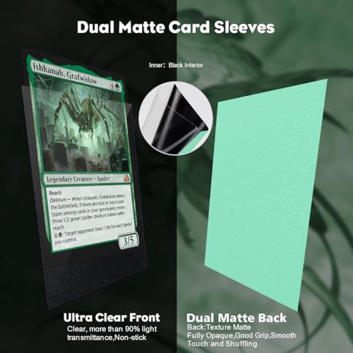 Eucalyptus Green Dual Matte Card Sleeves, Katomula Card Sleeves for MTG, Standard Card Sleeve for MTG, PKM, Flesh & Blood - color: Eucalyptus Green