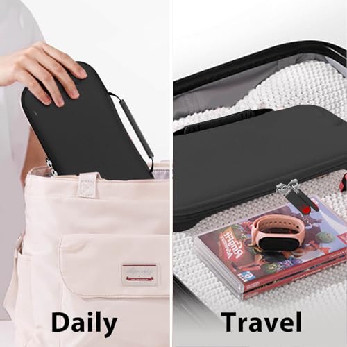 RAVEtone Travel Carrying Case Compatible with Nintendo Switch 2 Model 2025, Ultra Slim Premium EVA Portable Hard Shell Pouch Waterproof Game Bag with 16 Game Cartridge Accessories (Black) - color: Black, style: Slim