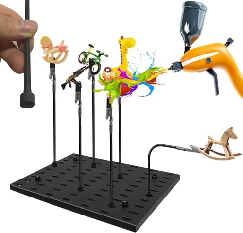 Model Paint Stand with 8 Bendable Alligator Clip Sticks,Model Holder for Painting, Large Base with 5mm Rods – Ideal for Gundam, Warhammer, Model Cars, Miniatures,and Scale Model Kits