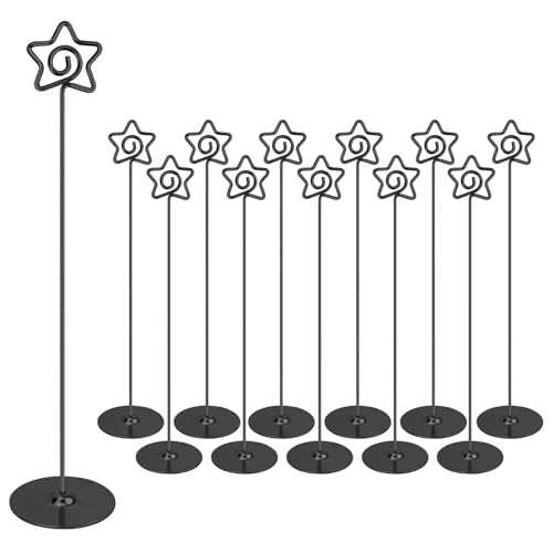Urban Deco Nickel Black Pentagram Place Card Holders, 12 Pack, 12 Inch Table Number Stands