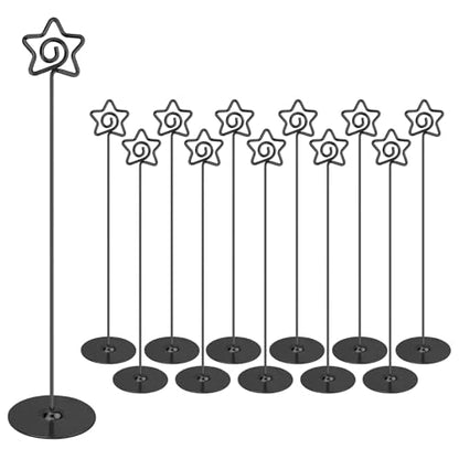 Urban Deco Nickel Black Pentagram Place Card Holders, 12 Pack, 12 Inch Table Number Stands
