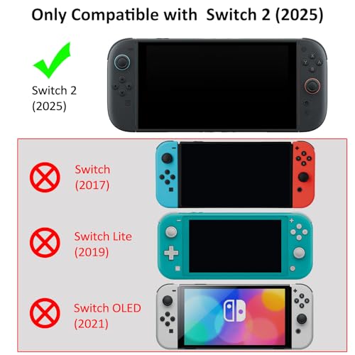 Protective Case for Nintendo Switch 2, Hard Back Shell + 2 Silicone Anti-Slip Controller Covers + 2 Joystick Caps, Rabbit and Flower Cover, Pink - color: Pink