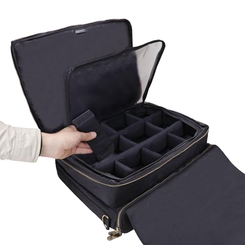 ENHANCE MTG Bag Compatible with Deck Box, Top Loader Binder, MTG Commander Deck & more TCG Trading Card Accessories - Trading Card Travel Bag with Card Defender Screen, Customizable Interior (Black) - color: Black