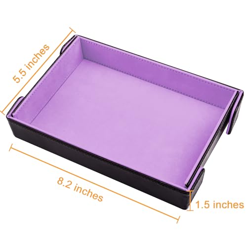 SIQUK Magnetic Folding Dice Tray Rectangle Dice Rolling Tray PU Leather Trays Foldable Holder Rolling Mat Storage Box for D&D RPG Games, Lilac - color: Lilac