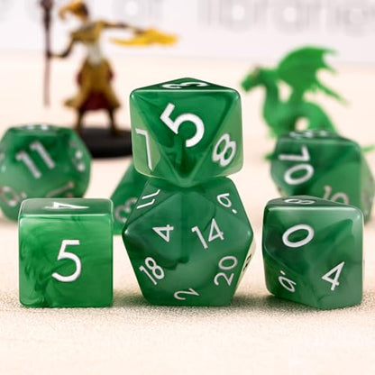 Resin D&D Dice Set, 7-Piece DND Polyhedral Dice (D4, D6, D8, D10, D12, D20, D%) Dungeons and Dragons Dice Set (Imitation Jade) - color: Imitation Jade
