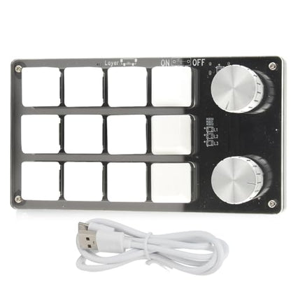 Macro Keyboard One Handed Macro Mechanical Keyboard 12 Key Multifunction DIY Programmable Keypad for Office Gaming Lab Macro Mechanical Keyboard (Black White) - color: Black White