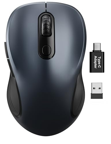 Trueque Wireless Mouse for Laptop, Ergonomic 6-Button Mouse, Space Gray | 2.4GHz USB receiver, back/forward buttons, 3 adjustable DPI levels, silent clicks, USB-C adapter, Windows/Mac/Chrome OS/Linux - color: Space Gray, size: 1 Pack