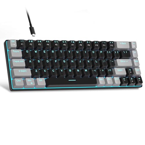 MageGee Portable 60% Mechanical Gaming Keyboard, MK-Box LED Backlit Compact 68 Keys Mini Wired Office Keyboard with Red Switch for Windows Laptop PC Mac - Black/Grey - color: Black/Red Switch