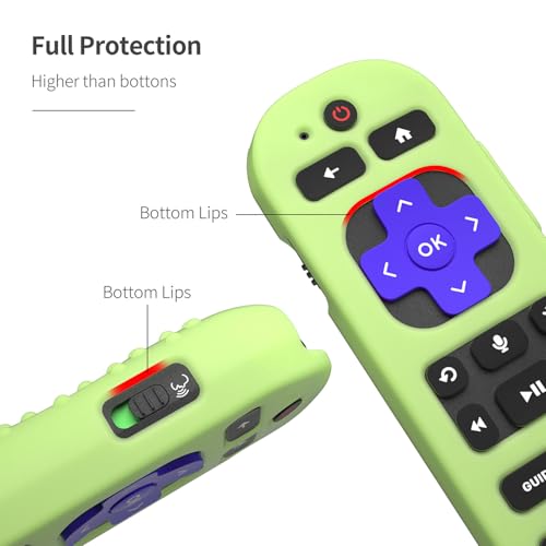 Silicone Cover for Roku Voice Remote Pro 2nd Ed. Roku Remote Control RCB1R Protective Silicone Case Sleeve Shockproof Skin with Lanyard (Luminous Green) - color: luminous green