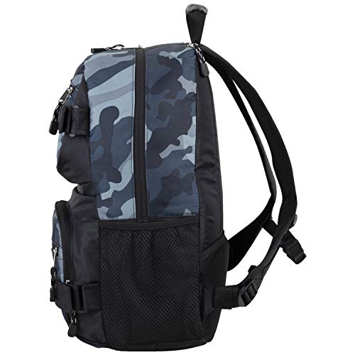 Eastsport Travel Skateboard Backpack Double Strap Laptop Bag Multi-Sport Design for Men and Women, Camo Black - color: Midnight Camo/Black