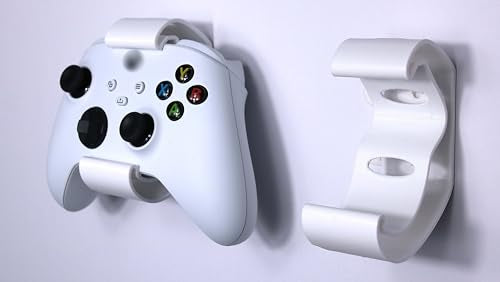 Controller Holder – Under Desk or Wall Mount Compatible with PS5 DualSense and Xbox Controllers | Quick Snap-in Design | Made in USA - color: White, size: Xbox