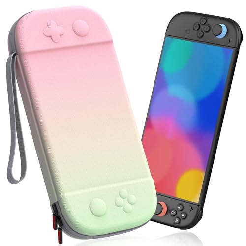 STARTRC GAMES Slim Carrying Case for Nintendo Switch 2 2025, Hard Shell Travel Case with 12 Game Card Slots, Portable Carry Bag for Switch 2 Console Pink & Green - color: Pink & Green
