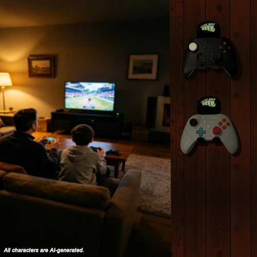 2 Packs Wall Holder Hook for Video Game Controllers,No Drill Black | Night Glow Sticker, No Drill Installing