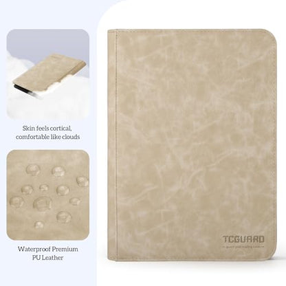 Trading Card Binder, 9 Side Loading Pocket Card Album Hold Up to 540 Cards, Zipper Binder for Cards Collection, TCG Card Holder for Game Card, Sports Card, Yugioh, MTG etc.(Beige 9) - color: Beige