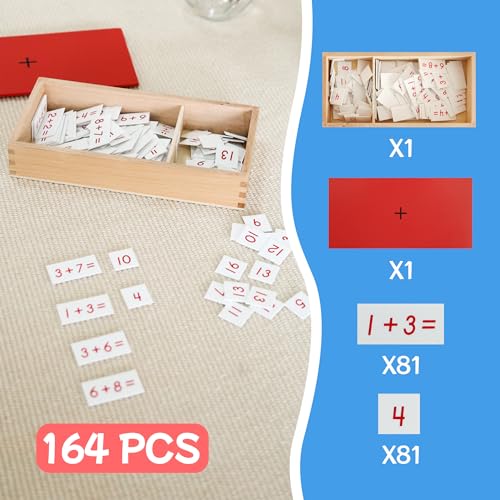 MONTESSORI OUTLET Addition Equations and Sums Box for 3-6 Years Montessori Education at School and Home - style: Addition Equations and Sums Box