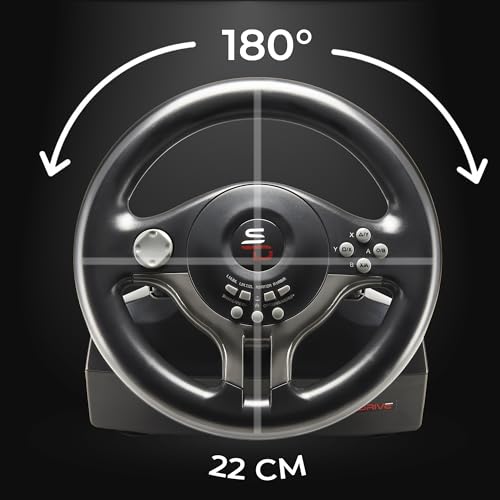 SUBSONIC - Superdrive SV250 Racing Wheel Switch 2/Switch PS4 PC Xbox Series | Steering Wheel with Pedals and Paddles - Vibration - 3 Sensitivity Modes - Diameter 22 cm, Rotation 180°
