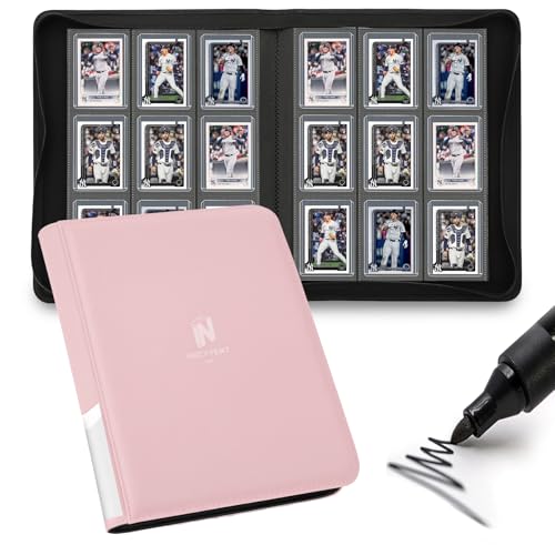 Toploader Binder,9 Pocket with 324 Card Slots for 3" x 4" Rigid Cards,PU Card Album for Trading Cards & Sports Cards(Pink) - color: Pink, size: 9 Pocket
