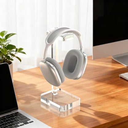 Headphone Stand Headset Holder for Desk, Solid Christal-Clear Acrylic with Stable Base Earphone Hanger for Gaming Room Office Accessories - color: Clear