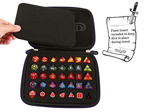 Forged Dice Co. Dicemaster's Display & Storage Box - Holds 35 Metal or Plastic Polyhedral Dice / 5 Sets - color: Red Zipper